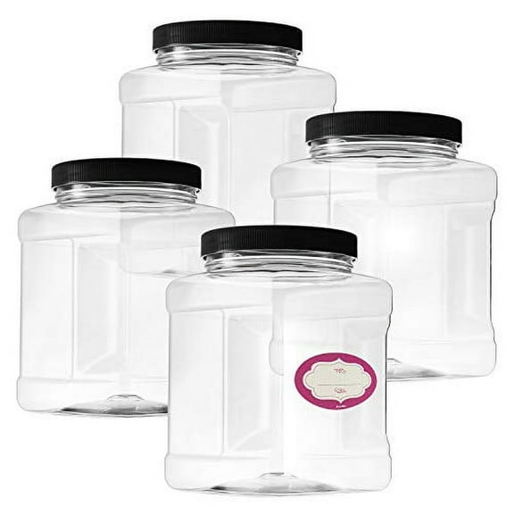 Dilabee Clear Plastic Airtight Food Storage Jar (4 Count)
