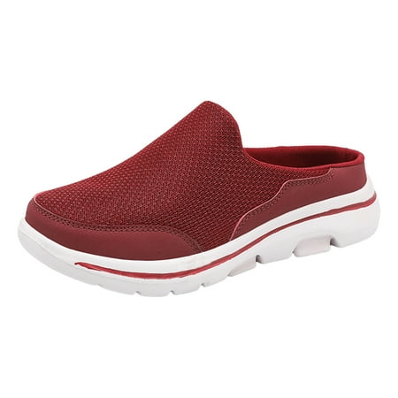 

DVKOVI Shoes for Women Dressy Casual Couple Casual Solid Colour Wrapped Toe Mesh Breathable Half Flip Flops Large Size Casual Shoes Casual Walking Shoes for Women Brick Red 38