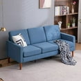 thumbnail image 2 of Triple Tree Modular Sofa Modern Linen with Side Pocket 3-Seater Sofa, Navy Blue, 2 of 7