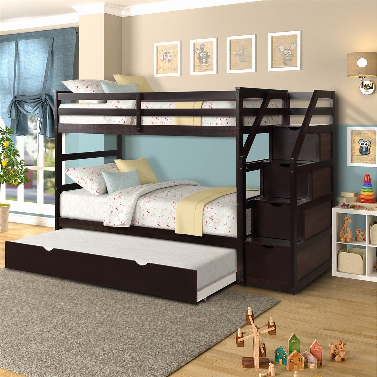 Modernluxe Twin Over Stair Bunk, Wooden Bunk Beds With Stairs And Drawers