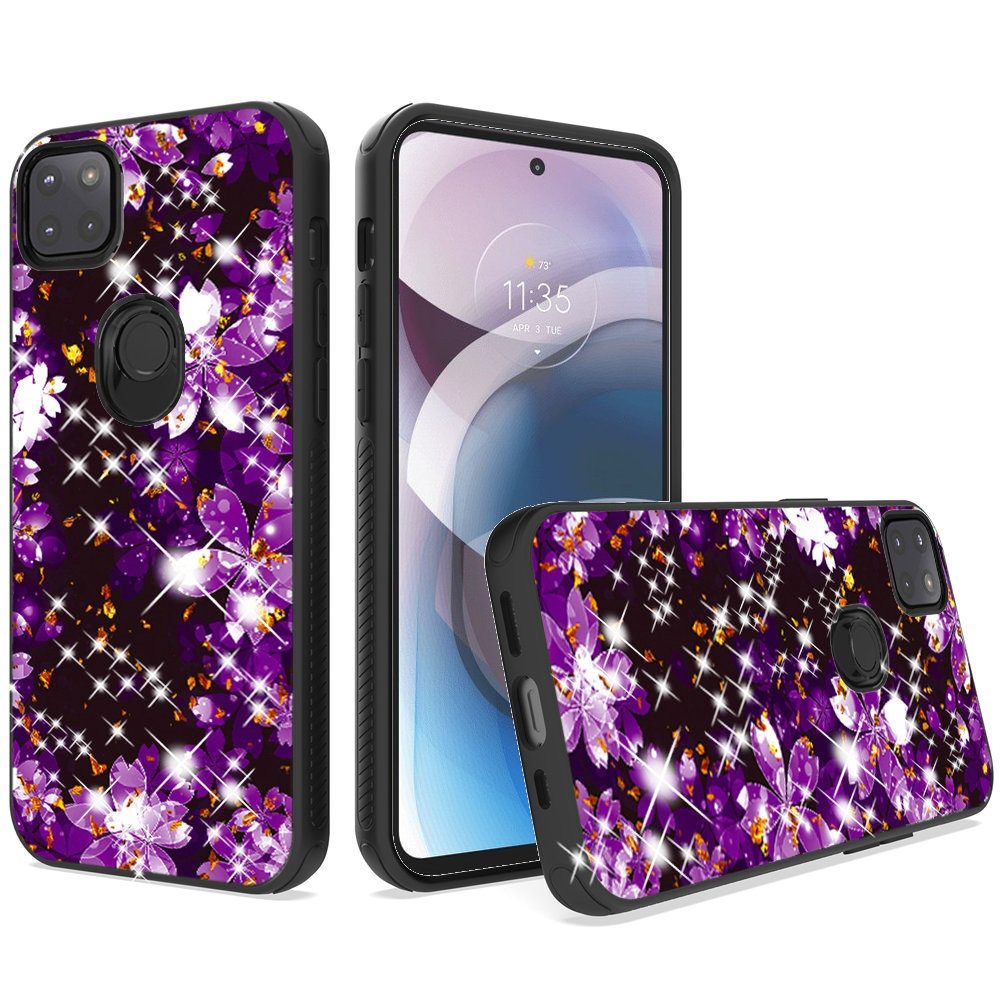 For Motorola Moto One 5g Ace Glitter Printed Design Hybrid Cover Case