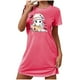 thumbnail image 1 of Camisón corto de talla grande para mujer, camisón de manga corta con estampado de pecho a la moda, camisón para mujer, 1 of 3