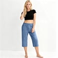 thumbnail image 5 of Pull On Capris for Women Dressy Casual Stretch Lightweight Capri Elastic High Waist Lounge Pants 2026 Summer Royal Blue S, 5 of 8