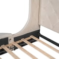 thumbnail image 6 of Beige Upholstered Queen Bed With Wingback Headboard, 1 Big Storage Drawer & 2 Side Stool Size Platform Headboard And Effective, 6 of 6