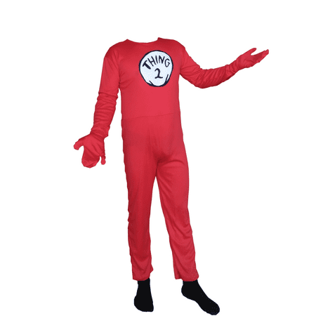 Thing 2 Cat In The Hat Adult Costume Body Suit Lycra Spandex Mens Unisex