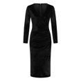 thumbnail image 4 of TAIAOJING Women's Side Slit V-Neck Maxi Dress Ladies Long Sleeve Velvet Wrapped Dress Solid Color Waist Waist Dress Formal Dress, 4 of 5