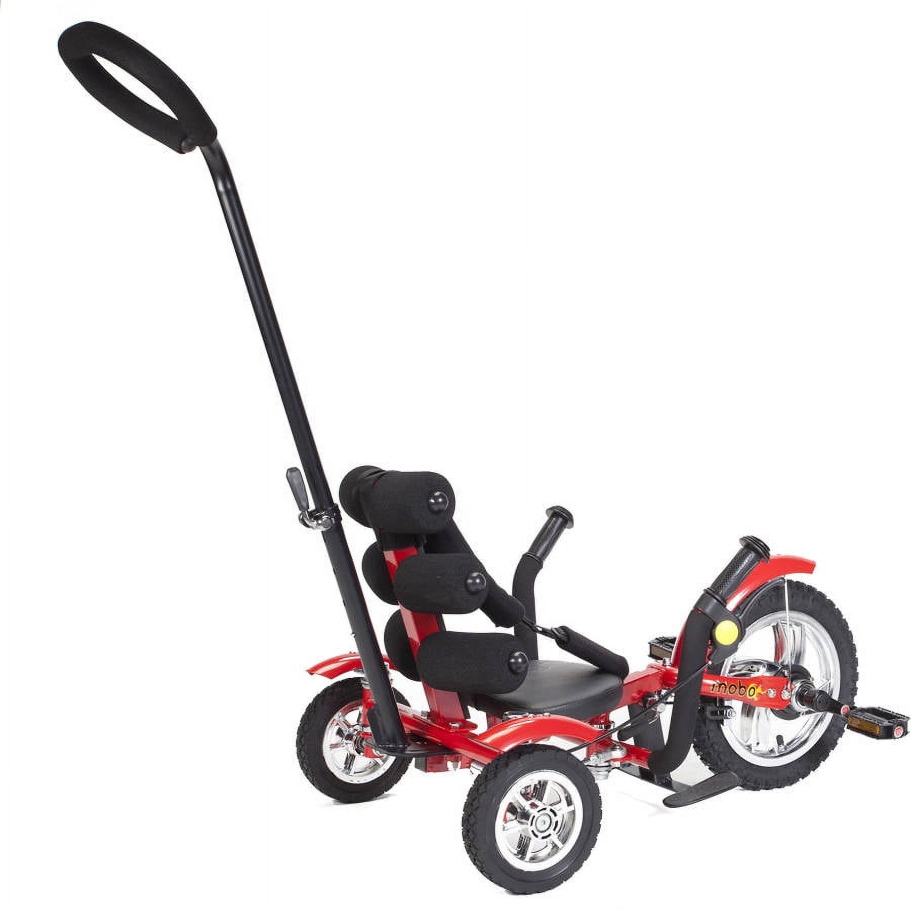 Mobo Mega Mini: The Roll-to-Ride 3-Wheeled Cruiser Tricycle, Push & Pedal Ride On Toy, Red - image 2 of 6