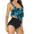 thumbnail image 1 of AMERTEER Women Two Pieces Bathing Suit Top Ruffled With High Waisted Bottom Bikini Set, 1 of 6