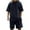 Navy, variant on Ohufall Shorts Set for Men 2 Piece Outfits Summer Solid Casual Short Sleeve Crew Neck Top with Drawstring Elastic Waist Shorts Plus Size Loose Comfy Tracksuit Sets