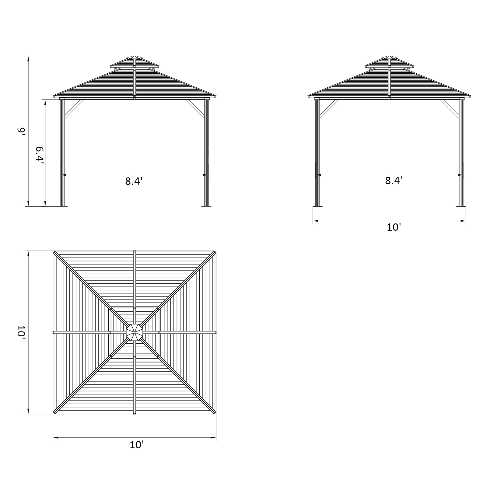 Outsunny 10' x 10' Metal Roof Hardtop Gazebo w/ Curtains & Netting, Brown