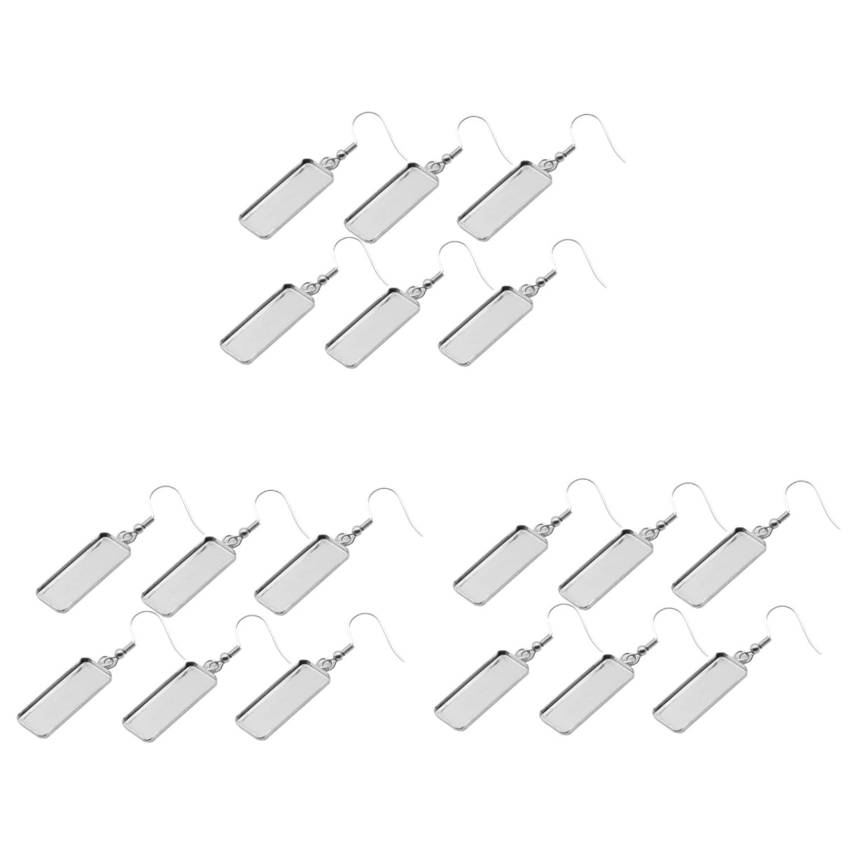OUNONA 150 pcs Silver Blanks Earring Bezel Setting Stainless Steel Earrings Wire Hooks Settings Trays for Jewelry Making and DIY Crafts