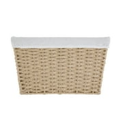 Mainstays Medium Tan Woven Paper Rope Decorative Storage Basket with Removable Liner, 13 in x 7.8 in x 9.8 in