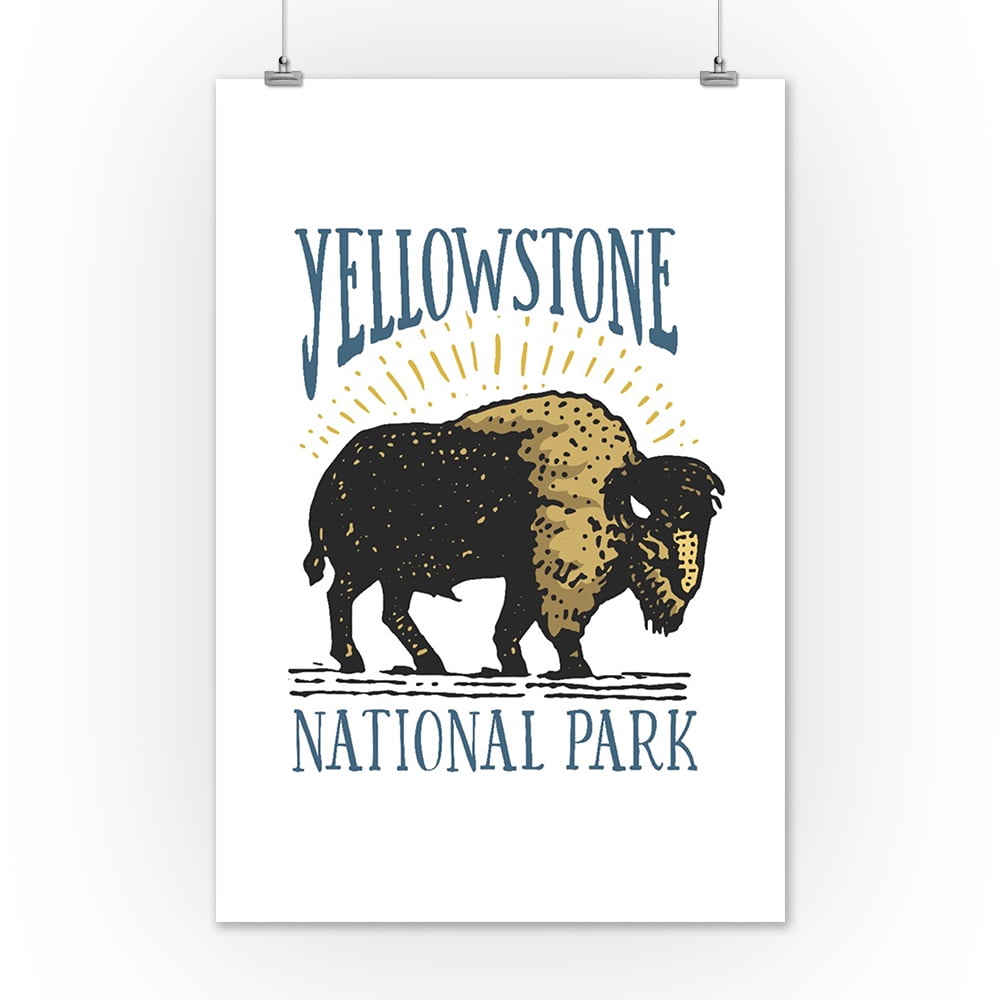 Yellowstone National Park Buffalo Icon Lantern Press Artwork