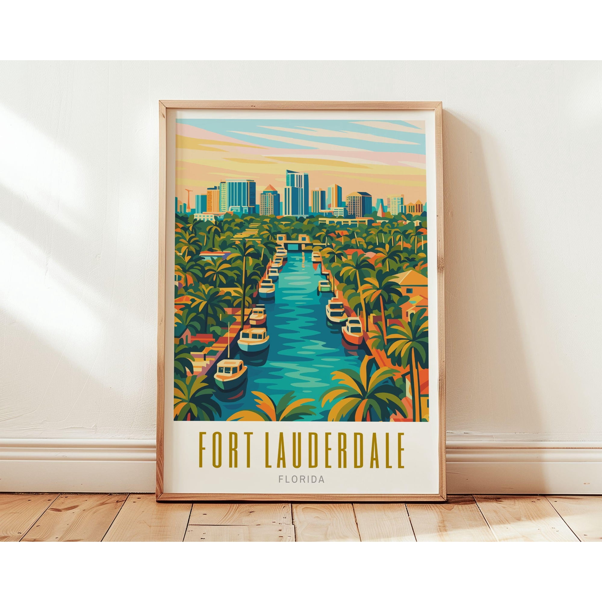 Fort Lauderdale Florida Travel Destination Ft Us City Unart Travel Wall Art Poster , Poster Print Only