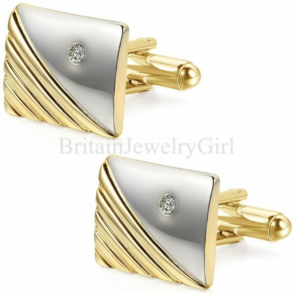 Men's Gold Stainless Steel Square Cuff Links Cufflinks Business Wedding Shirt