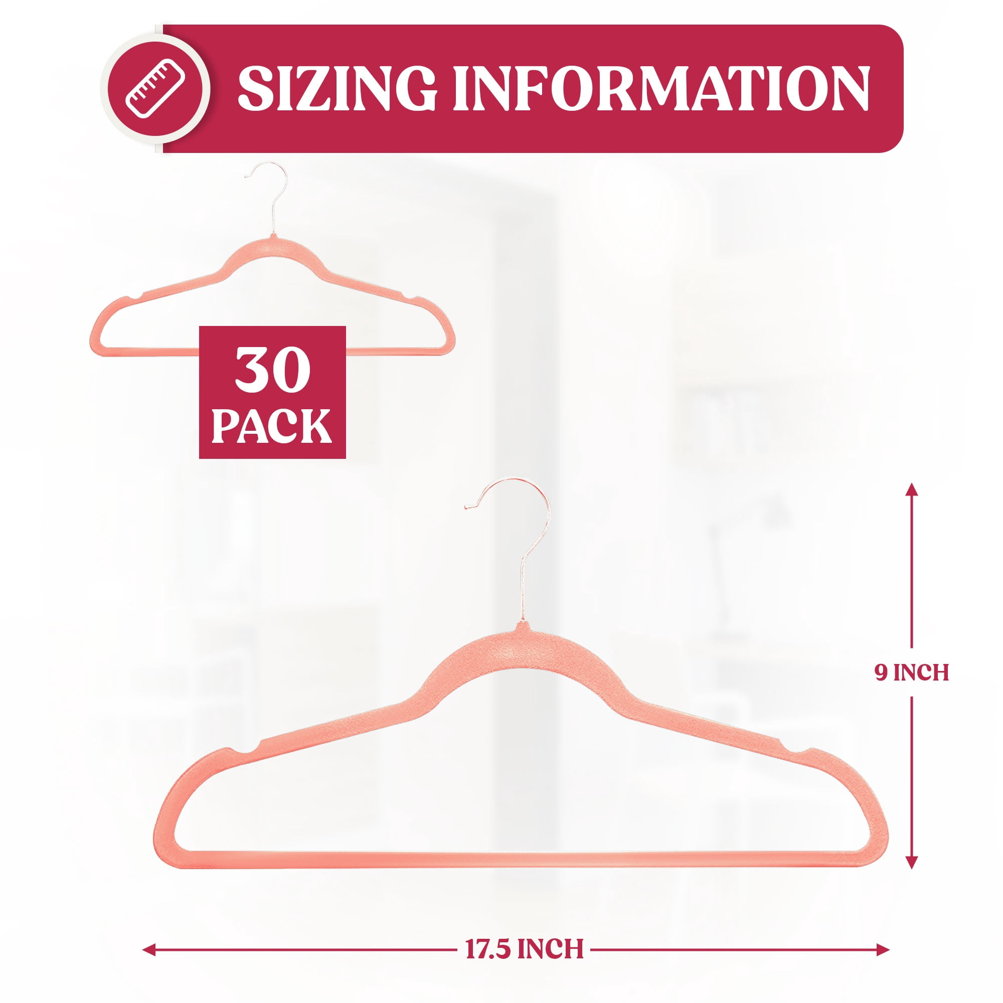 Lux Decor Collection Velvet Hangers Space Saving and Non-Slip Hangers - 30 Pack, Pink