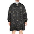 thumbnail image 2 of Wearable Oversized Blanket,Black Gold Planet Moon Eye Pattern Wearable Blanket Hoodie for Adults,Cozy Hooded Blankets with Super Pockets,Super Warm Fuzzy Pullover for Women & Men, 2 of 6