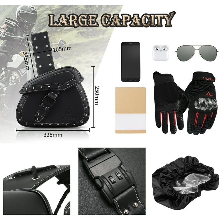 PU Leather Motorcycle Side Saddle Bags Saddlebags Luggage Panier Universal  New