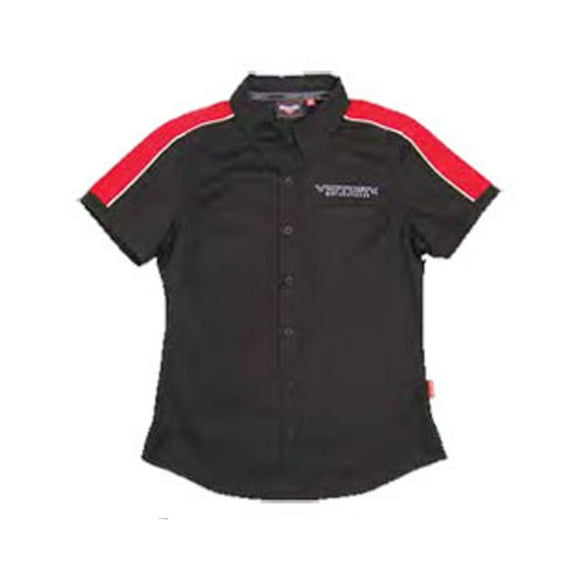 Victory Motorcycle New Women's Black & Red Dealer Pit Shirt, Large, 286359906