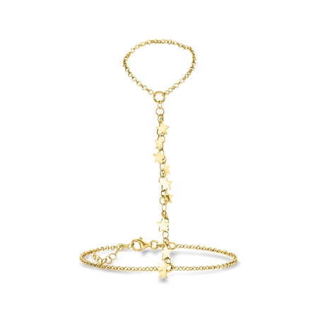 Ross-Simons Italian 18kt Gold Over Sterling Star Hand Chain Bracelet, Women's, Adult
