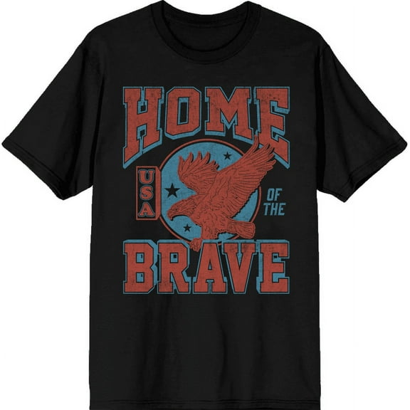 USA Home of the Brave Men's Black Crew Neck Short Sleeve Tee-Medium