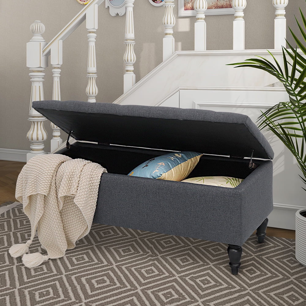 Abble 38 inch Fabric Upholstered Flip Top Storage Bench