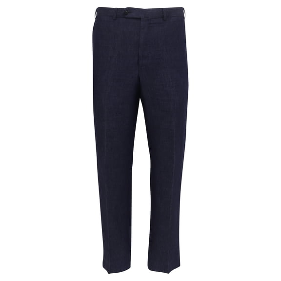 Pre-Owned Ermenegildo Zegna Cropped Trousers in Navy Blue Linen