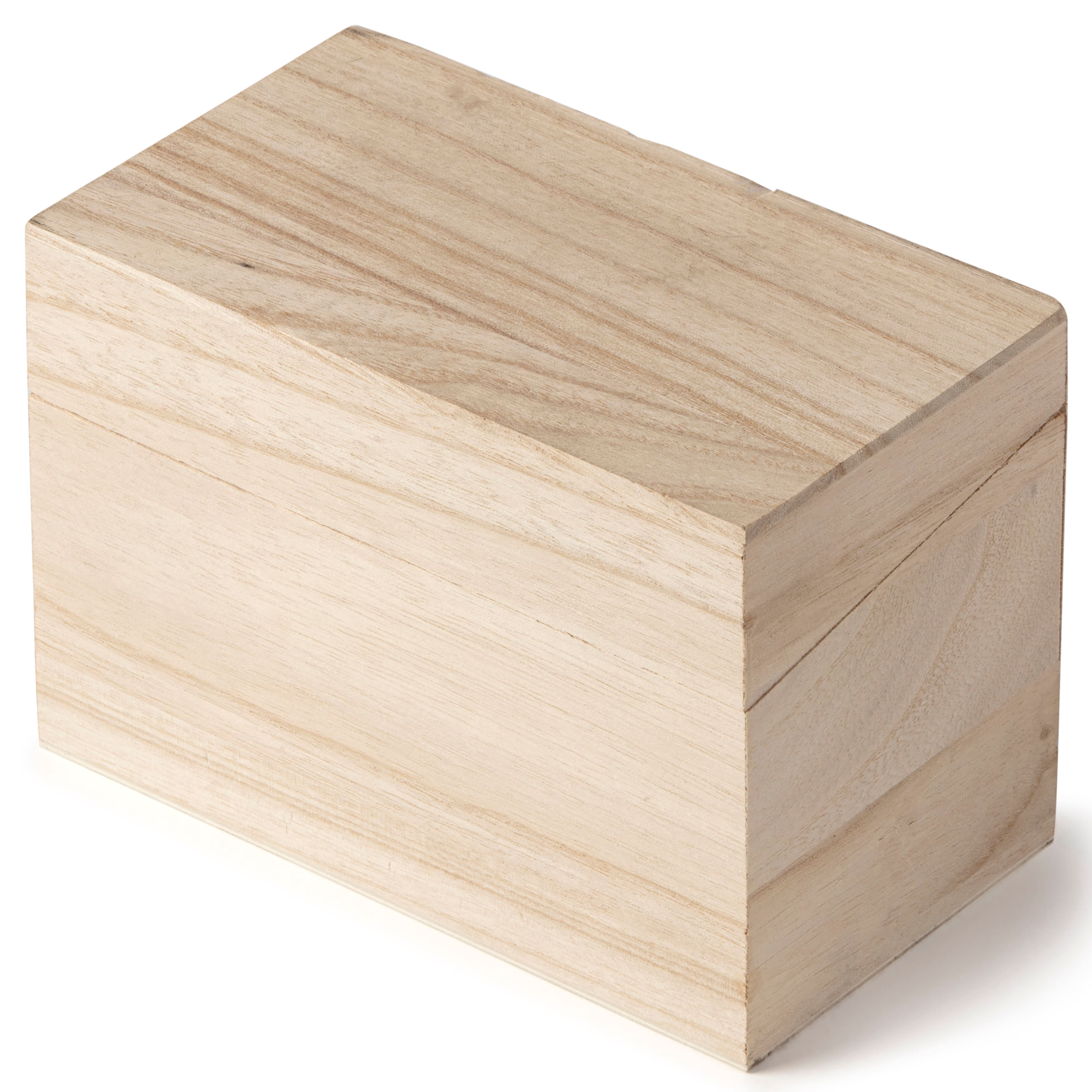Make Market 6.5" Unfinished Wooden Recipe Box - Ready-To-Decorate Wood Recipe Box, Holds 3" x 5" Index Cards - Bulk 6 Pack