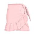 thumbnail image 5 of DORKASM Women's Wrap Skirt Swim Cover-Up with Ruffle Hem - Sarong for Elegance Pink S, 5 of 5