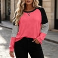 thumbnail image 5 of Yourumao Womens Crewneck Sweatshirts Color Block Lightweight Sweatshirt Striped Long Sleeve Plus Size Pullover Tops for Outdoor, 5 of 6