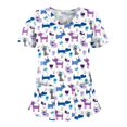 thumbnail image 1 of 2025 Femmes Manches Courtes V Femmes T-Shirts Manches Longues Plus Hauts Col Roulé Simulé Blouse Imprimée Manches Longues, 1 of 3