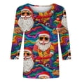 thumbnail image 5 of Tdoqot Womens Christmas T-shirt- 3/4 Sleeve Casual Print Crewneck Funny Shirts Tops Gray Size S, 5 of 5
