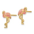 thumbnail image 2 of Auriga Fine Jewelry 14K Yellow Gold Pink Enameled Flamingo Stud Earrings for Women (L- 13mm, W- 9mm), 2 of 5