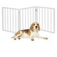 thumbnail image 3 of HOME DISTRICT Dog Gate Freestanding Pet Gate 4-Panel & 3 Panel Pet Gate for Dogs Folding Dog Gate Quadfold & Trifold Pet Gate for Small Dogs Decorative Pet Gate for Dogs Indoor, White Slat 54" x 24", 3 of 8