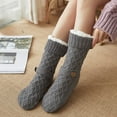 thumbnail image 6 of Womens Knit Sherpa Lined Slipper Socks with Grippers Warm Bootie Thick Fleece Fluffy Fuzzy Winter Thermal Socks, 6 of 6