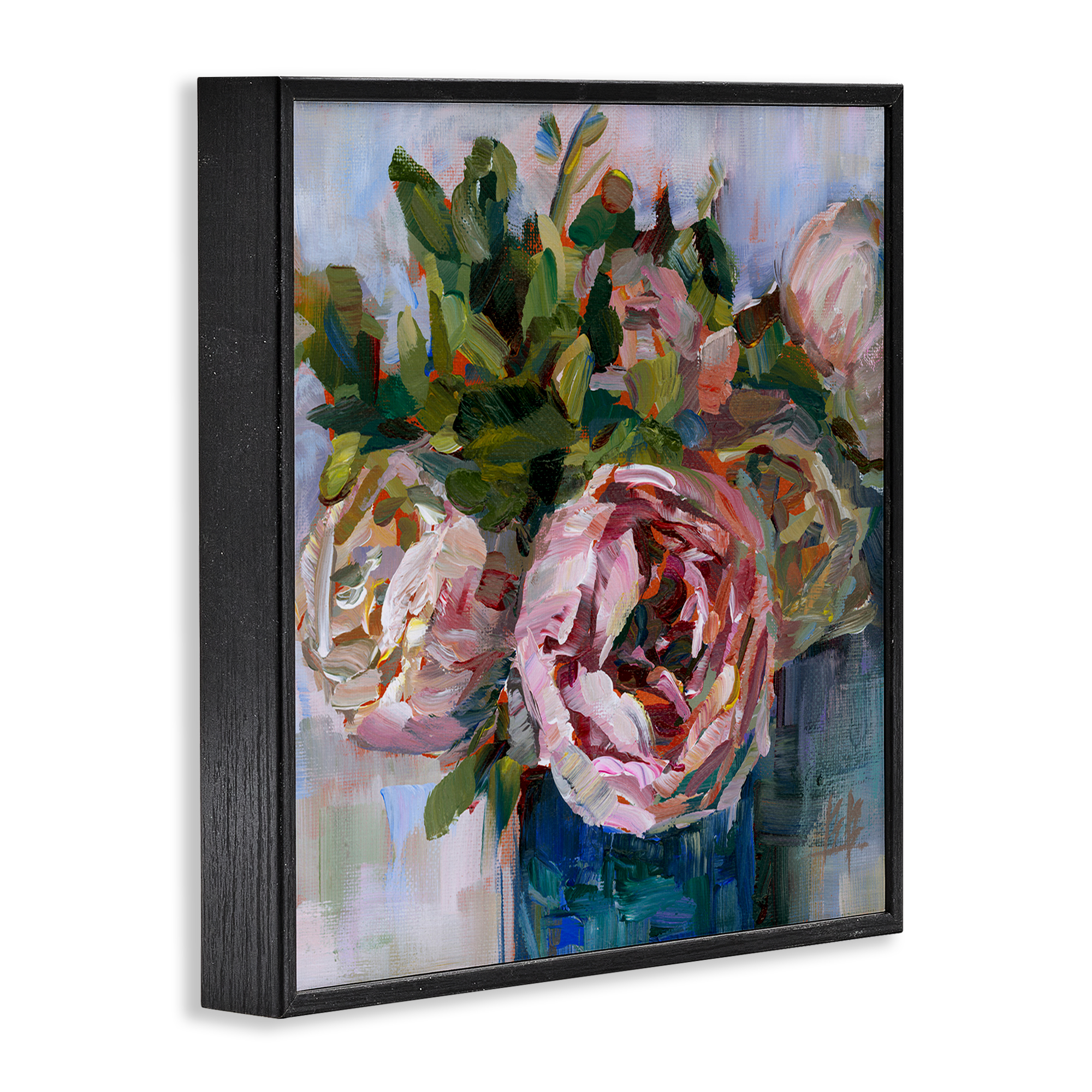 Stupell Industries Full Ranunculus Bouquet Botanical & Floral Painting Black Framed Art Print Wall Art, 24 x 24