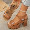 thumbnail image 5 of Rokment Platform High Heels Walking Work Sandals for Women 2026 Summer Fashion Comfortable Extra Chunky Block Heeled Ankle Strap Casual Dress Sandals Brown Size 9.5, 5 of 7