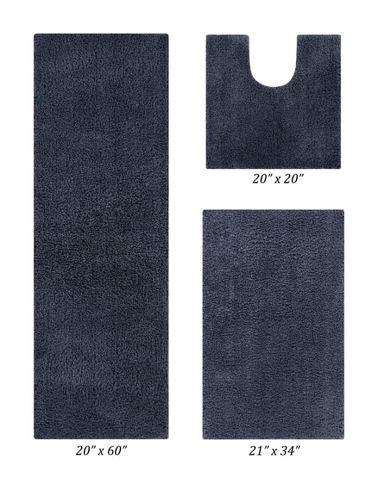 Better Trends 3 Piece Bathroom Rug Set 100% Polyester Bath Rug, Water Absorbent Non-Slip Bath Mat Machine Washable Micro Plush Collection - Charcoal