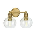 thumbnail image 6 of Hansford Collection Two-Light Vintage Brass Clear Glass Farmhouse Bath Vanity Light, 6 of 9