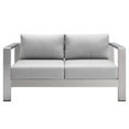 thumbnail image 4 of Modway Shore Sunbrella® Fabric Aluminum Outdoor Patio Loveseat in Silver Gray, 4 of 6