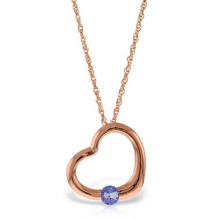 Galaxy Gold 14K Solid Gold Natural Tanzanite Drop Pendant Necklace for Women - Rose Gold Fine Jewelry