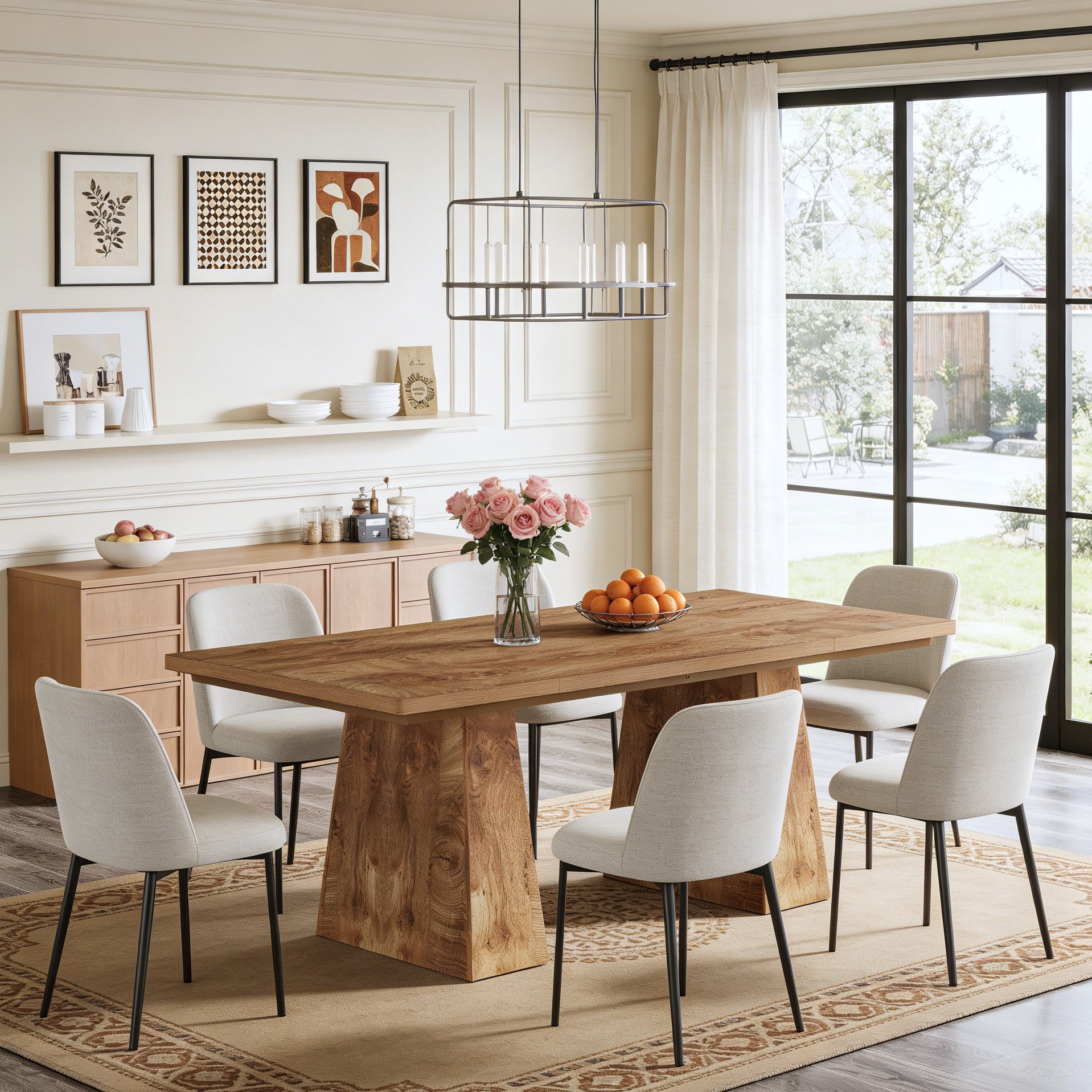 Fnova 63" Executive Desk, Dining Table for 6 People, Modern Farmhouse Wooden Kitchen Table, Large Office Computer Desk for Home Office (Chairs Not Included)