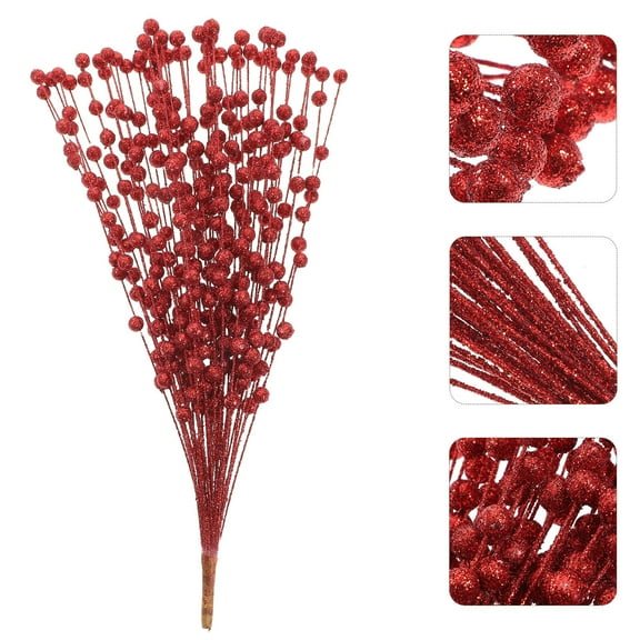 WHAMVOX Foams Glitter Berry Branches Red For Diy Flower Arrangement Home Decor 1Set 15.7X3.5In