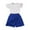 Blue, variant on Girls Size 14-16 Outfit Sets Girls Dress Sets, Girls' Summer New Short Sleeved Doll Neck Cute Princess Dress Round Neck Princess Bow Skirt