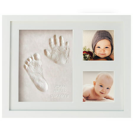First Impressions Baby Handprint & Footprint Frame Kit by WavHello, Clay Casting & Photo Memory Keepsake Frame, Baby Registry Gift & Baby Shower Gift, Baby Boy Gift & Baby Girl Gift | NO Mold |