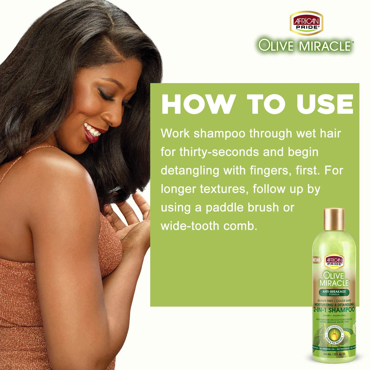 African Pride Olive Miracle 2 in 1 Hair Shampoo & Conditioner, 12 oz, 2 Pack
