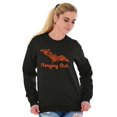 thumbnail image 4 of Haunted Halloween Bat Hanging Out Unisex Plus Fleece Graphic Sweatshirt Brisco Brands 2X, 4 of 5