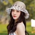 thumbnail image 4 of Straw Hats for Women , Packable Sun Hat , Womens Hats Fashion Elegant Sheer Polka Dot Flower Bucket Sun Hat For Women Spring Summer Outdoor Breathable Wide Brim Sun Cap, 4 of 5