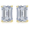 thumbnail image 1 of JeenMata Pendientes Minimalistas Tipo Solitario con Diamantes de Talla Esmeralda de 1 Quilate - Chapado en Oro Amarillo de 18 K sobre Plata, 1 of 4
