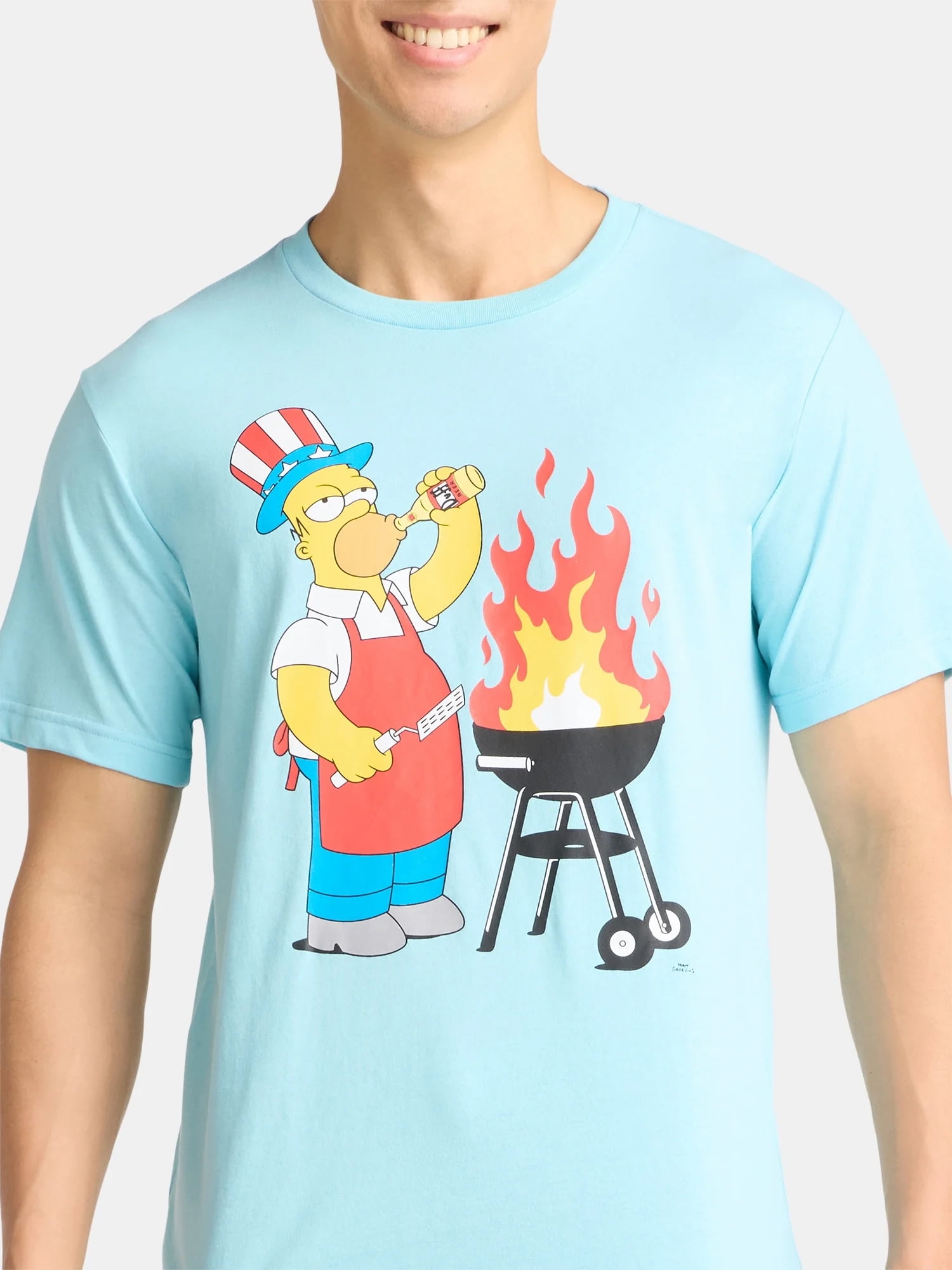 Simpons, Men's & Big Men's, Graphic Tee Shirt, Homer Griller Patriotic Americana July 4th, Sizes XS-5XL